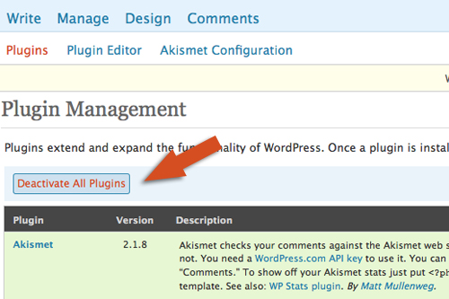Deactivate All WordPress Plugins